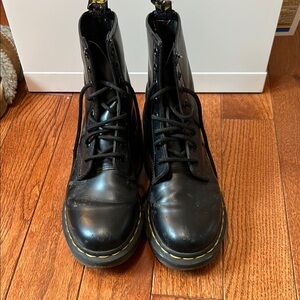 Black Leather Lace-Up Boots